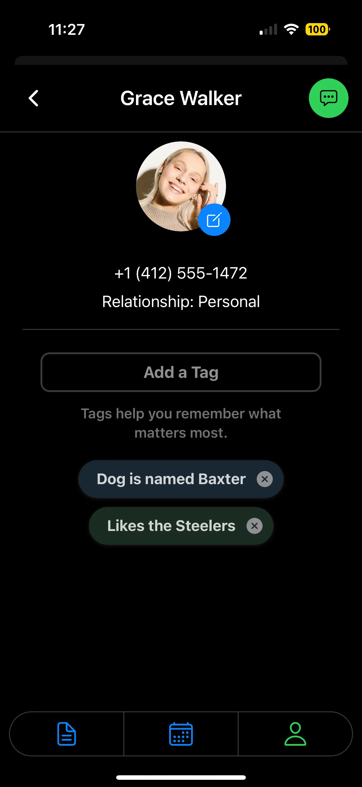 Contact tagging system