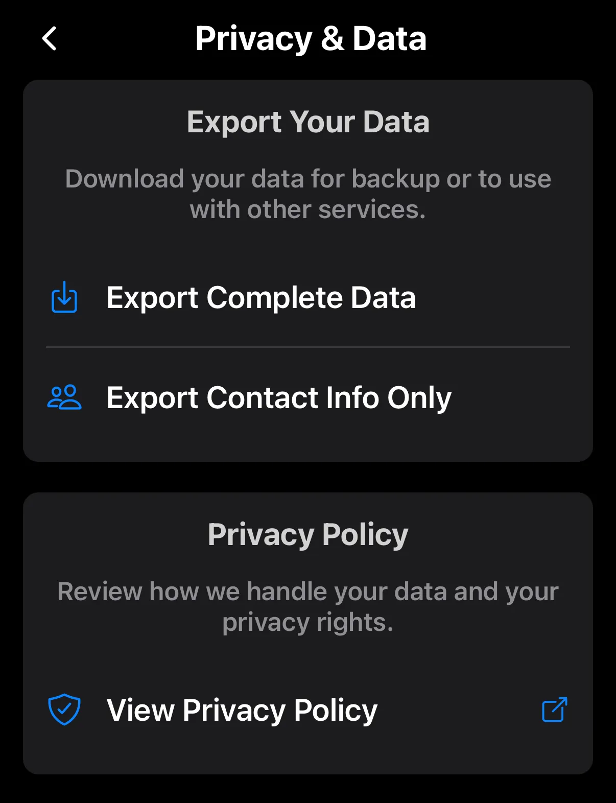 Data privacy settings