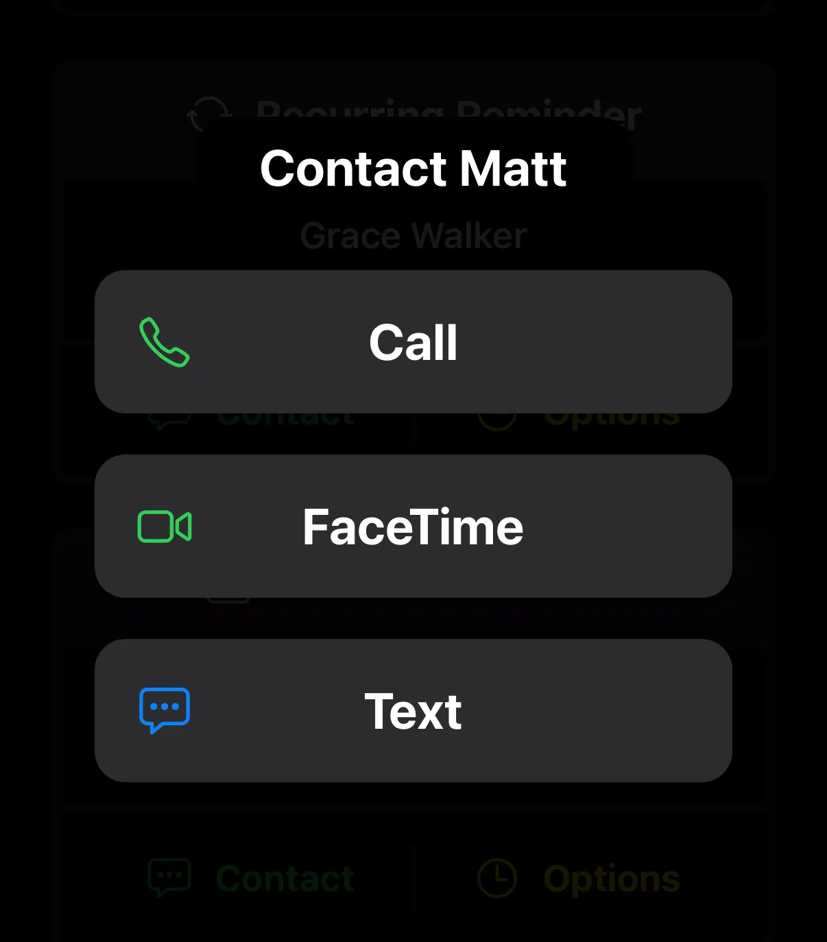 Contact options