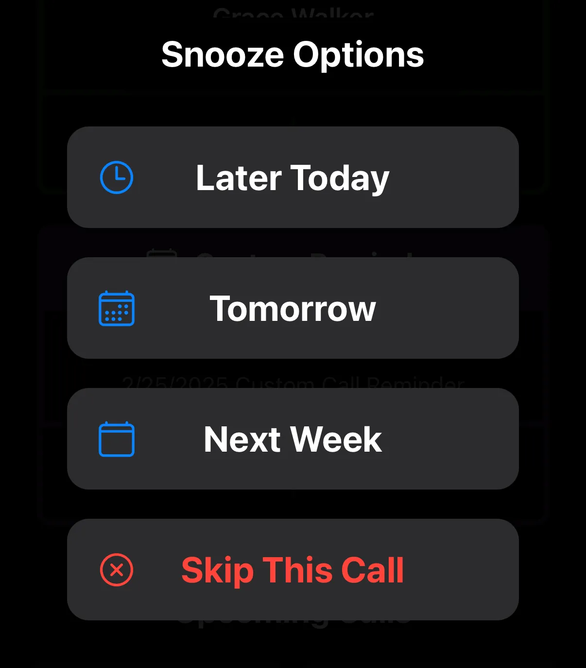Snooze options
