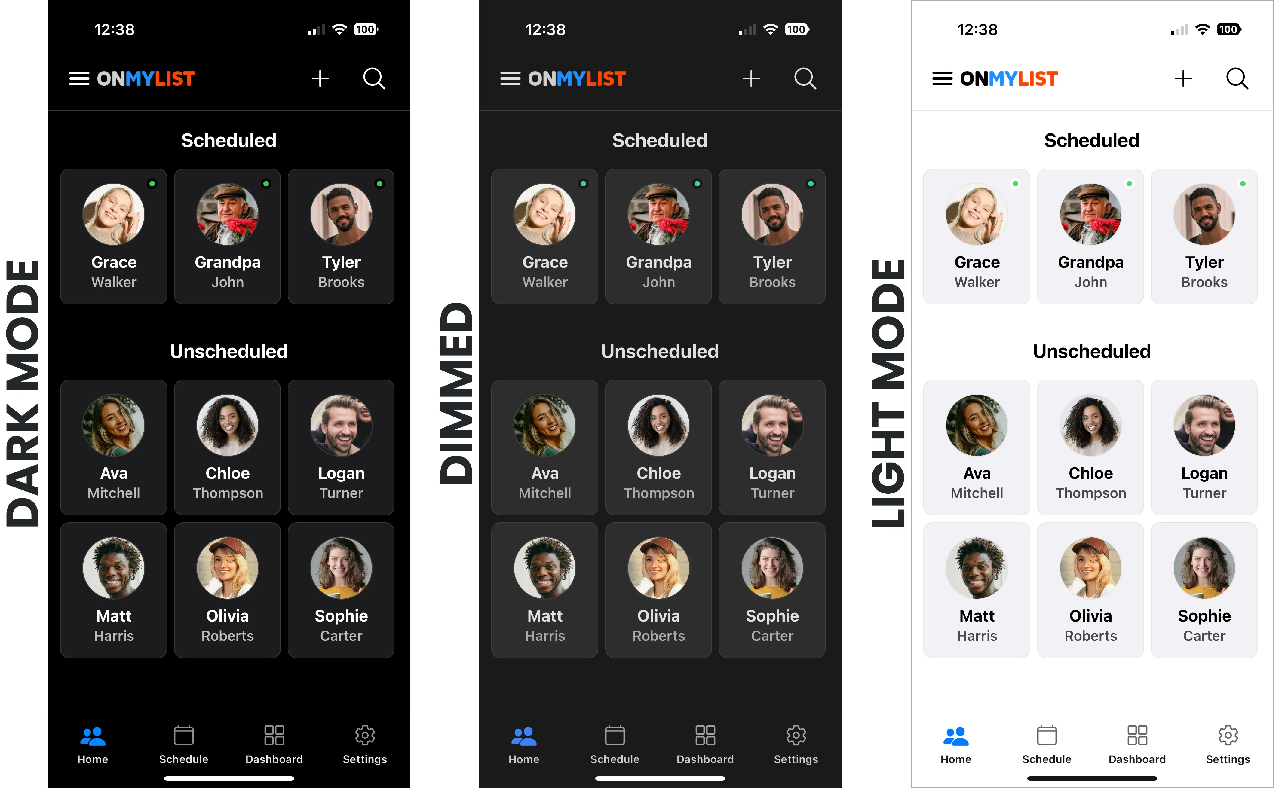 Contact management with different themes